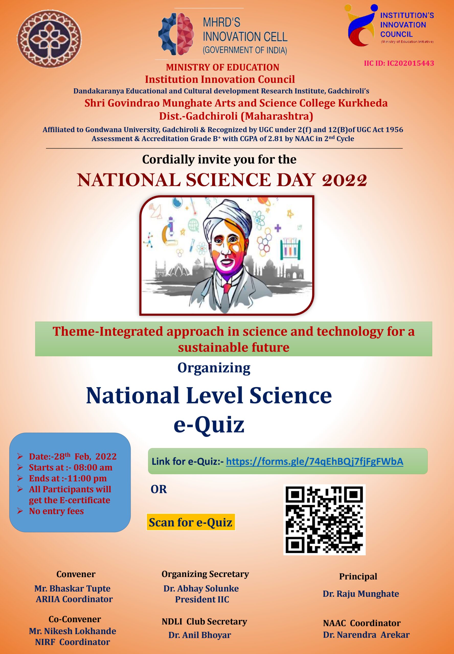 28-02-2022 National Science Day Flyer e-Quiz